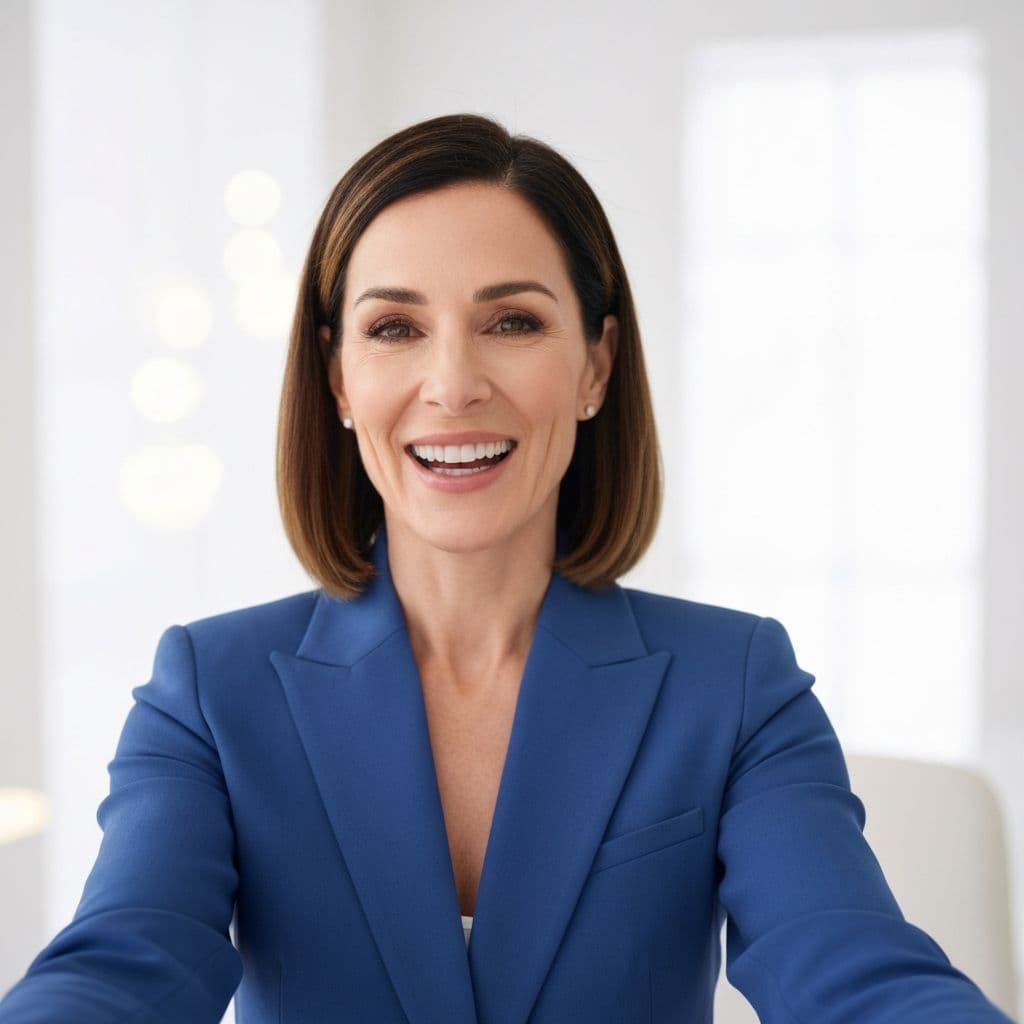 Sarah T. giving a video testimonial, looking at camera